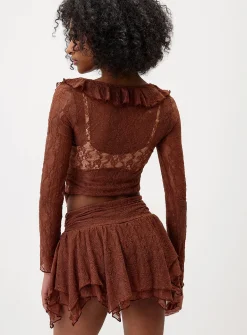 Tiered lace miniskirt