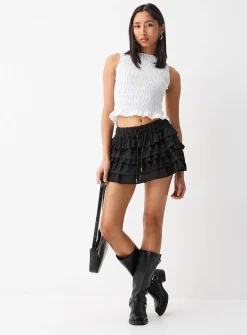 Tiered lace miniskirt