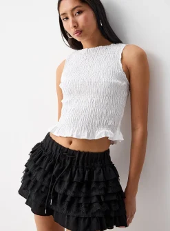 Tiered lace miniskirt