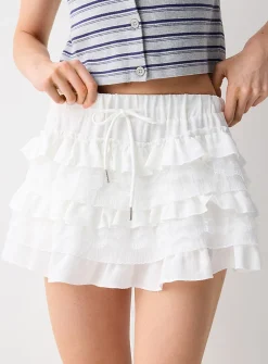Tiered lace miniskirt