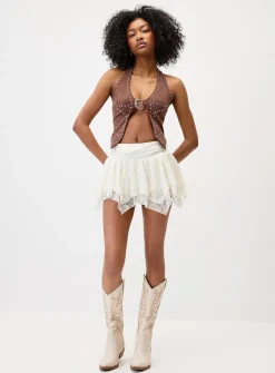 Tiered lace miniskirt