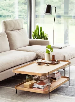 Tiered oak coffee table