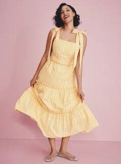Tiered poplin maxi dress