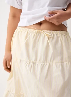 Tiered poplin midi skirt