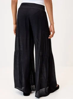Tiered smocked-waist pant