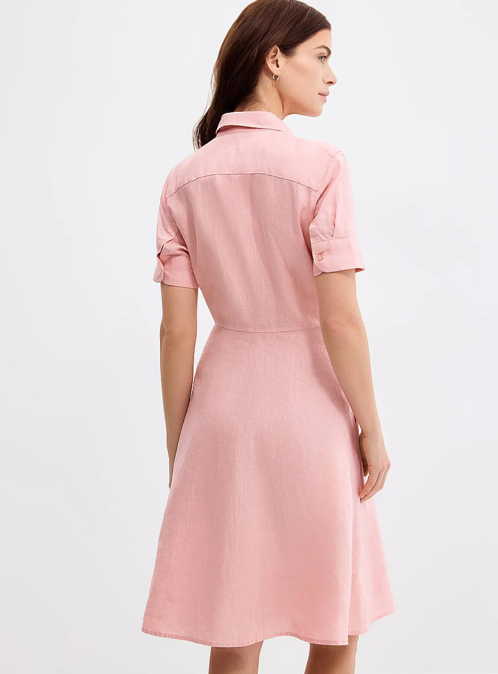 Tie-waist linen shirtdress