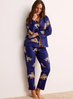 Tigers navy blue poplin pyjama pant