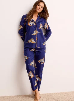 Tigers navy blue poplin piped shirt