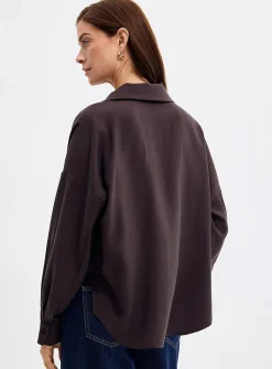 Timeline Johnny collar loose poplin blouse