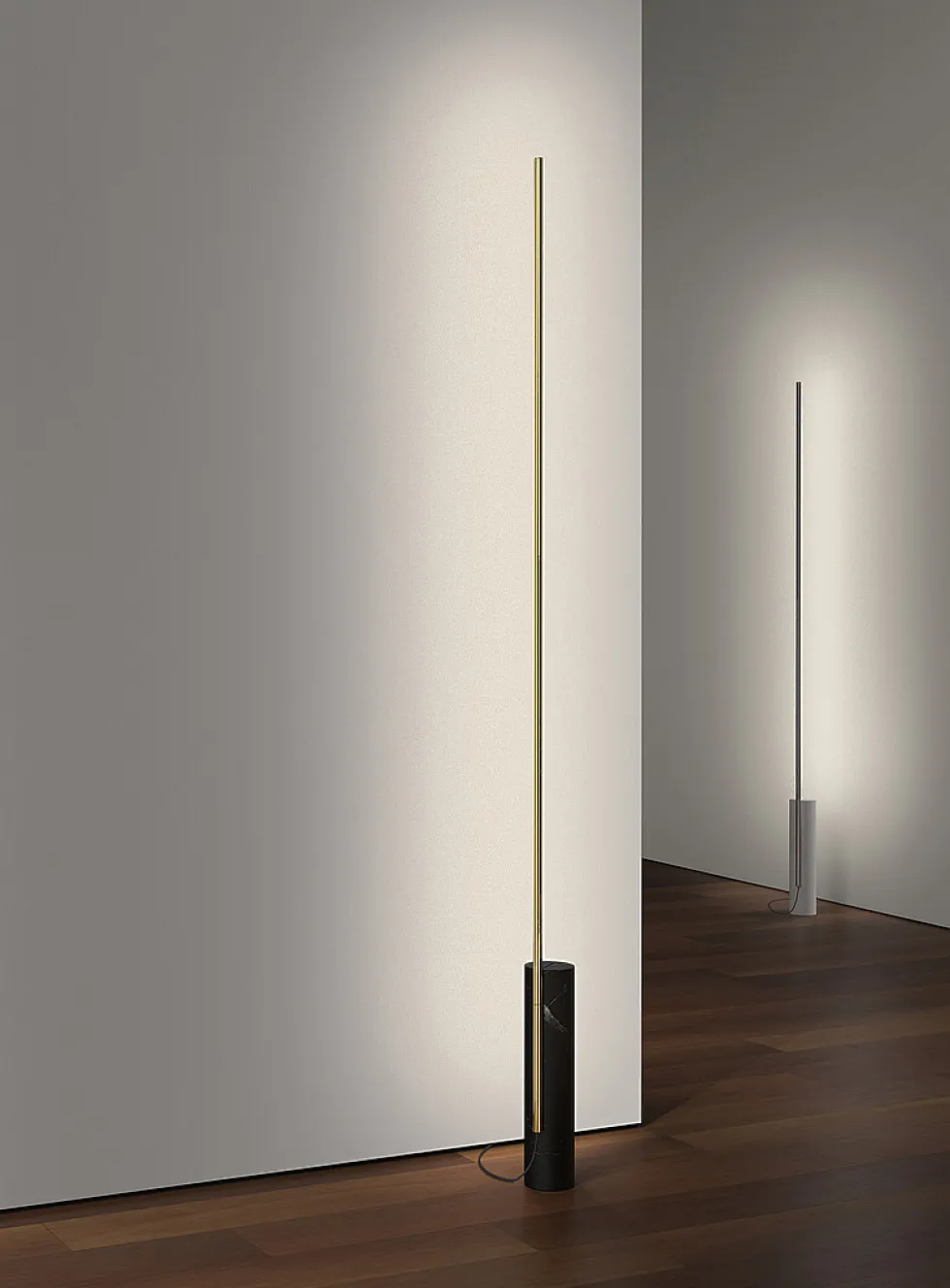T.O marble and aluminum standing lamp