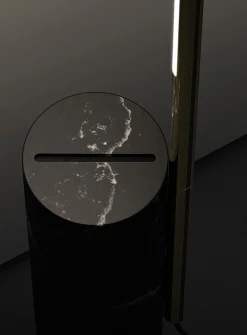 T.O marble and aluminum standing lamp