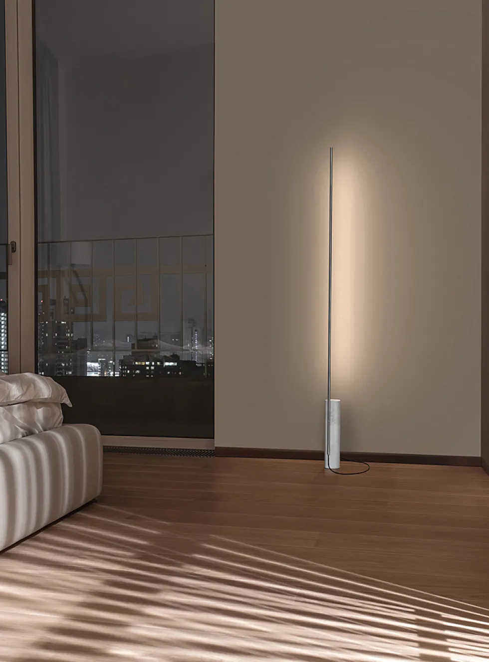 T.O marble and aluminum standing lamp