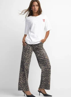 Tokyo high-rise leopard wide-leg jean