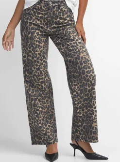 Tokyo high-rise leopard wide-leg jean