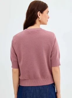 Tone-on-tone embroidery open cardigan