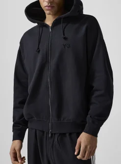 Tone-on-tone logo zip-up hooded sweatshirt