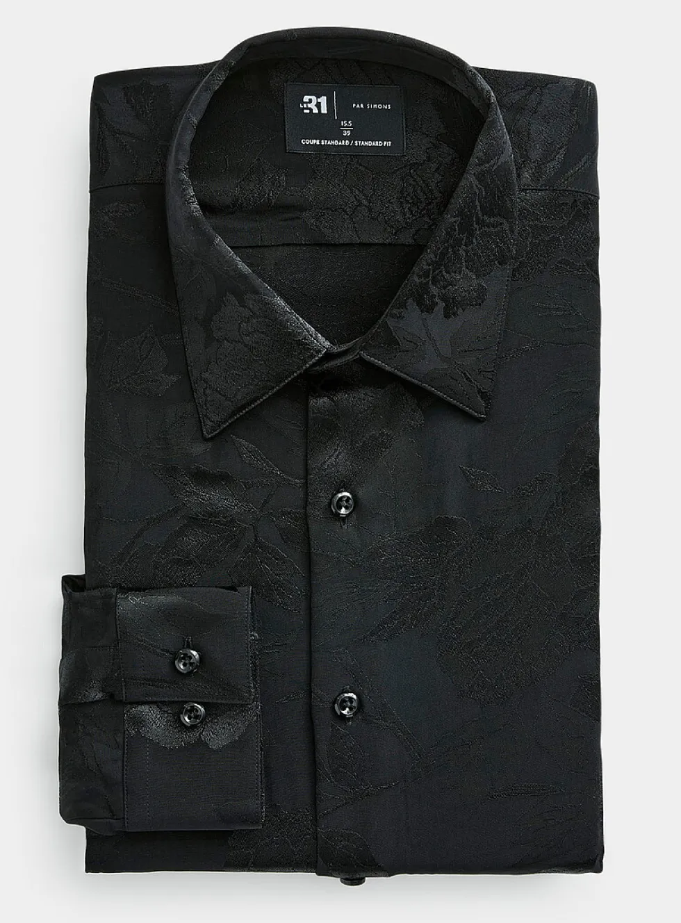 Tone-on-tone plant jacquard shirt
