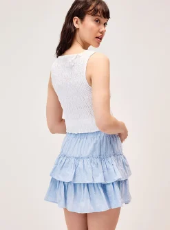 Tone-on-tone polkadots tiered miniskirt