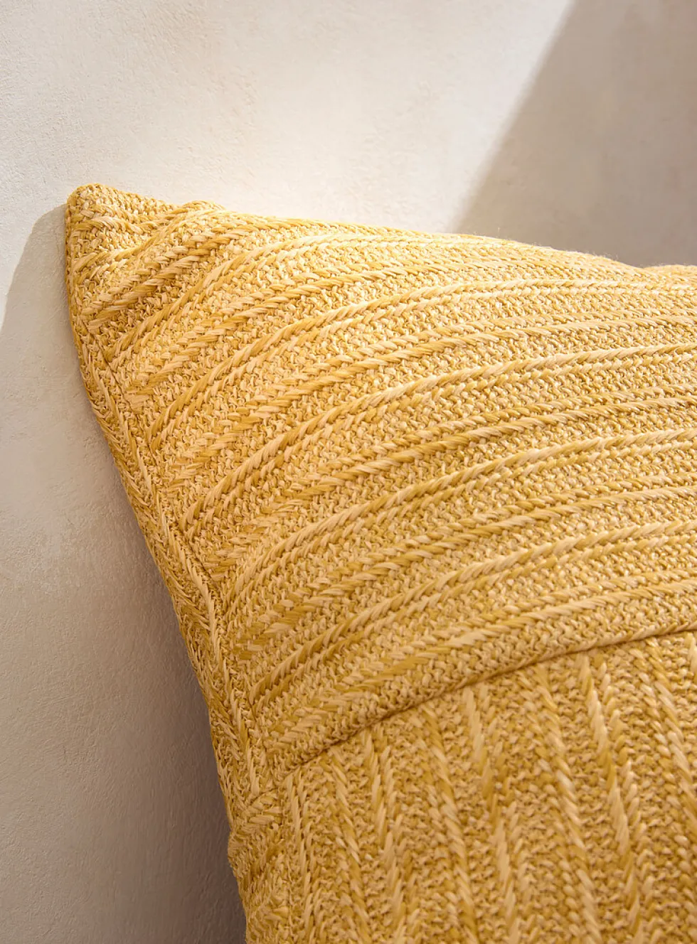 Tone-on-tone stripes faux-raffia outdoor cushion