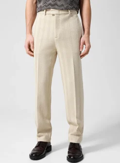 Tone-on-tone textured zigzag pattern pant