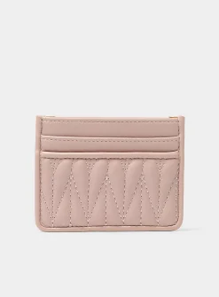 Tone-on-tone topstitched heart card holder