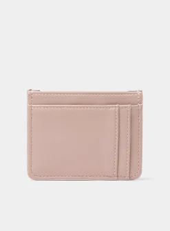 Tone-on-tone topstitched heart card holder