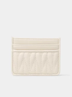 Tone-on-tone topstitched heart card holder