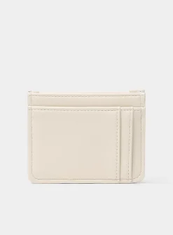 Tone-on-tone topstitched heart card holder