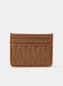 Tone-on-tone topstitched heart card holder