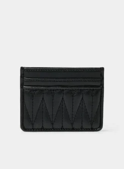 Tone-on-tone topstitched heart card holder