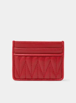 Tone-on-tone topstitched heart card holder