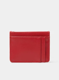 Tone-on-tone topstitched heart card holder
