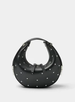 Toni studded black leather mini-bag