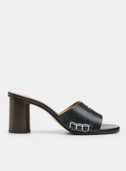 Topstitched leather loafer sandals