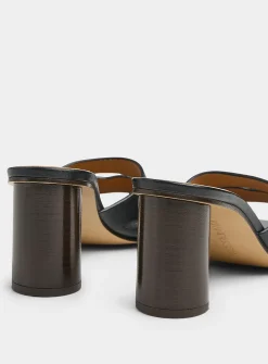 Topstitched leather loafer sandals
