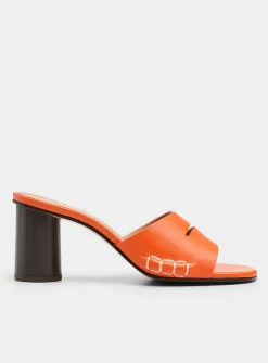 Topstitched leather loafer sandals