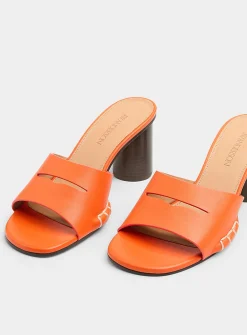 Topstitched leather loafer sandals