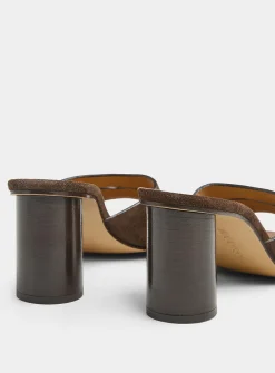 Topstitched suede loafer sandals