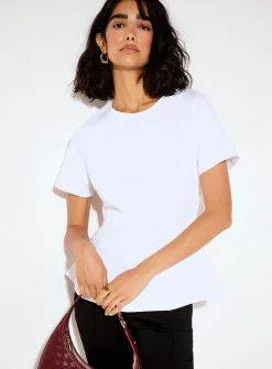 Topstitching peplum waist T-shirt