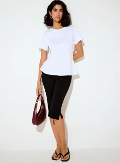Topstitching peplum waist T-shirt