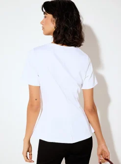 Topstitching peplum waist T-shirt