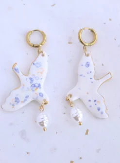 Tori porcelain bird earrings