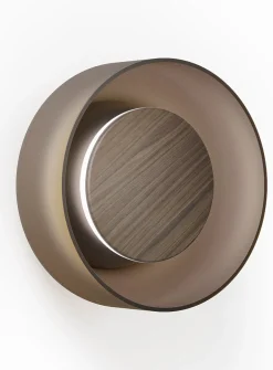 Totem amber glass walnut finish wall sconce
