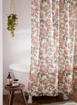 Touch of linen chrysanthemums shower curtain
