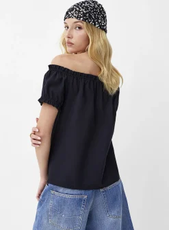 Touch of linen off-the-shoulder T-shirt