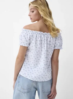 Touch of linen off-the-shoulder T-shirt