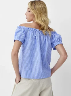 Touch of linen off-the-shoulder T-shirt