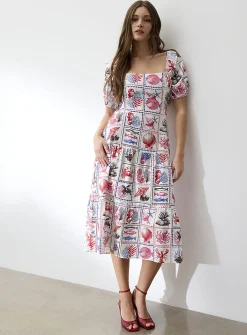 Touch of linen open-back tiered dress