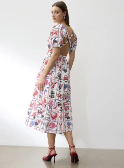 Touch of linen open-back tiered dress