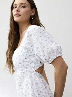 Touch of linen open-back tiered dress